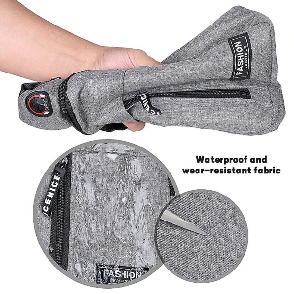 Mode slingväska för män Vattentät Crossbody ryggsäck Sport Casual bröstväska med hörlurshål Grey