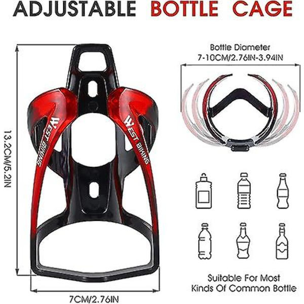 Cykelvattenflaskhållare, Hållbar Ultralätt Plast Vattenflaskhållare, Lätt PC Vattenflaskhållare För Cykel, Cykel Flaskhållare Bur Black red