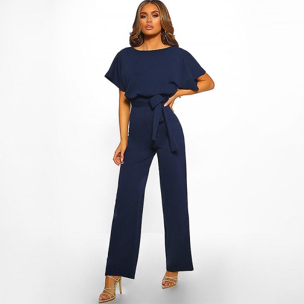Dame Jumpsuit Casual Vide Ben Dame Aftenfest Lang Playsuit Navy Blue XL