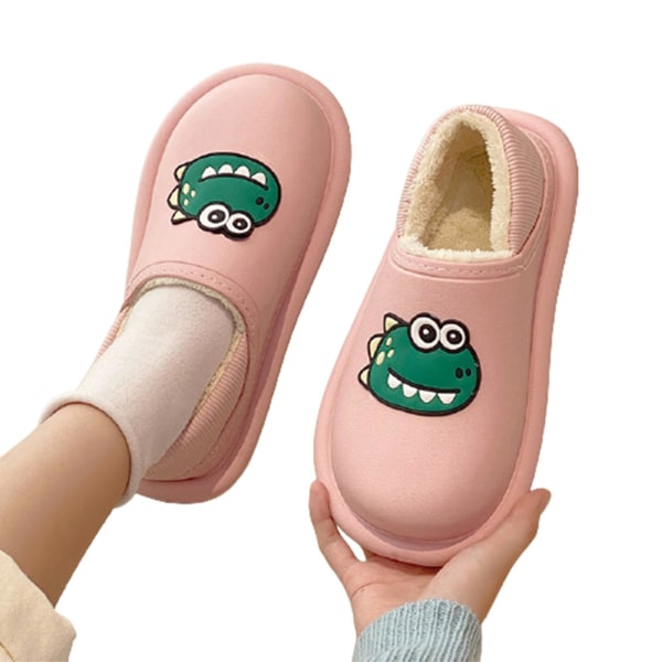 Vedenpitävät dinosaurus-tossut, söpöt lämpimät ja mukavat slip-on -tossut naisille ja tytöille, talvitarvike Pink 36 37