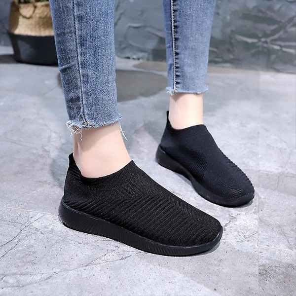 Sko til dame, slip-on, pustende joggesko, treningssko, sportssko Black 38