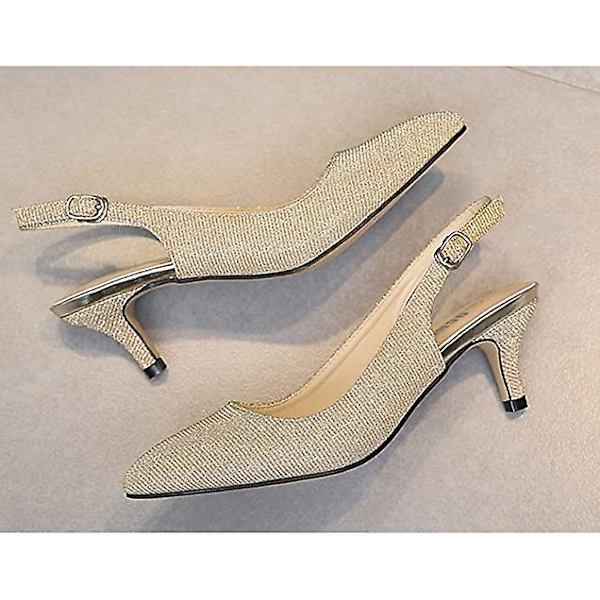Dam Sandaler-låg Klack Spetsiga Sandaler Gold 40