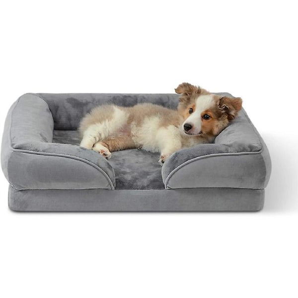 Soffa hundbo avtagbar och tvättbar husdjurskudde, halkfri och vattentät, medelstor och stor hundsäng Grey 106*80*20CM