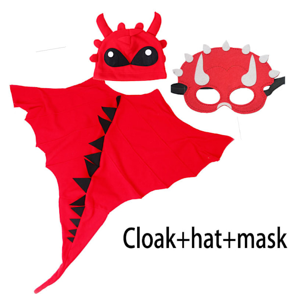 Dinosauriekappa Hatt Mask Barn Föreställningskläder Halloween Jul Cosplay Kläder red