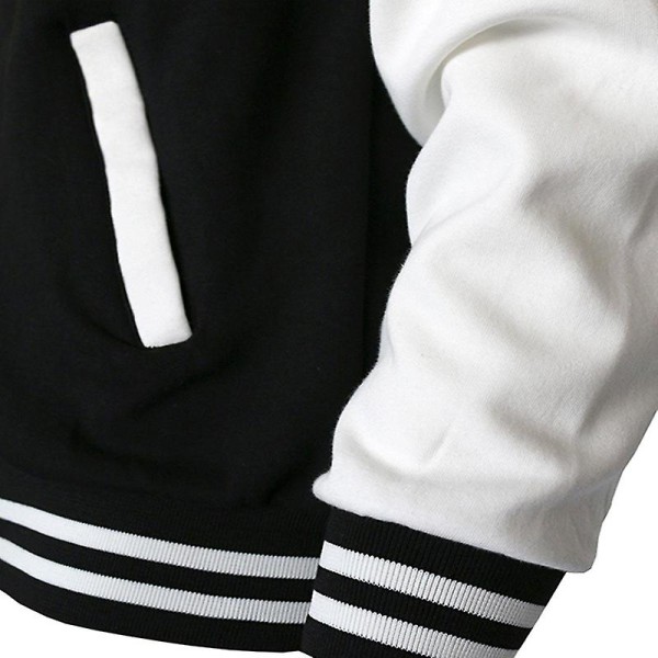 Høst/vinter Fleece Baseball Jersey Langermet Jakke Ensfarget Herre XL