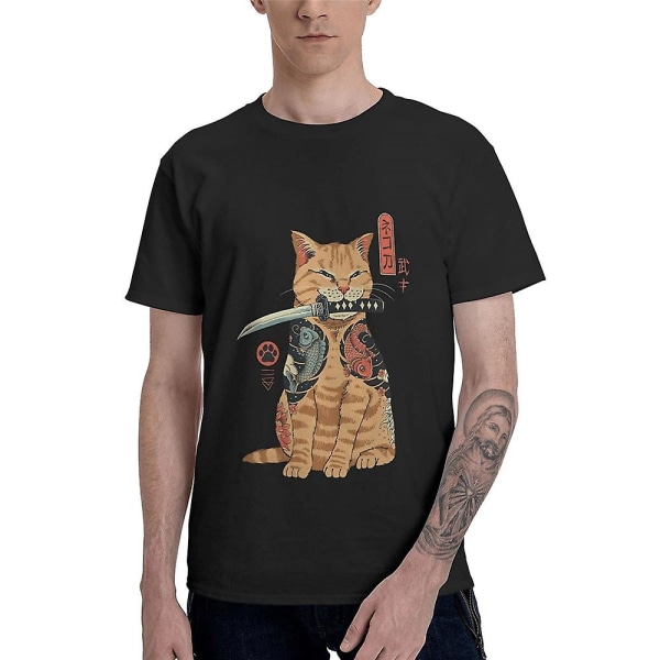 Anime katt tryckt T-shirts sommar casual japansk retro stil katt kortärmad tee toppar för kvinnor män presenter A M