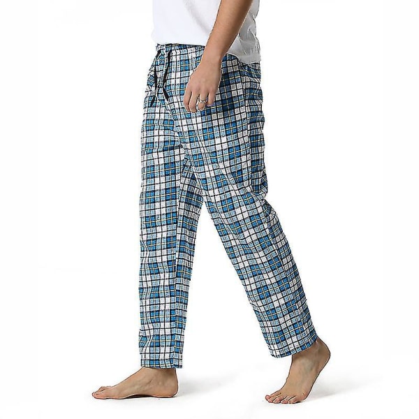 Bomullsvevde pyjamasbukser for menn, rutete lette lounge-sovebukser COLOR 10 S