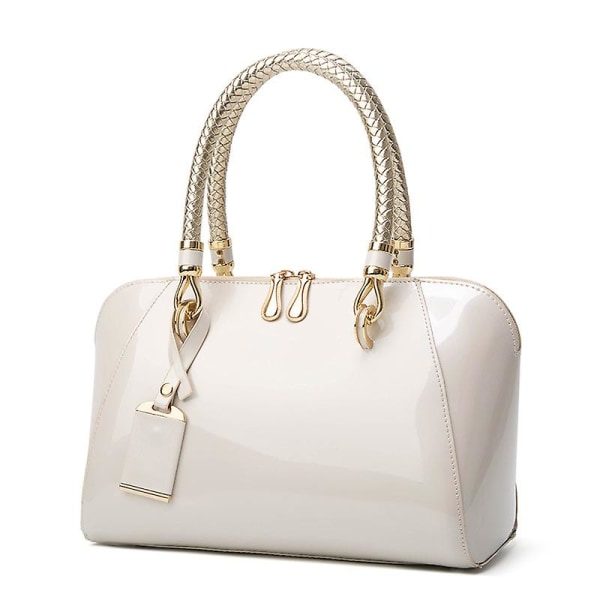 Lyx designerhandväska Shiny Läder Boston Väska Mode Blå Röd Svart Beige Rosa Väskor För Kvinnor Sac De Luxe Femme 1