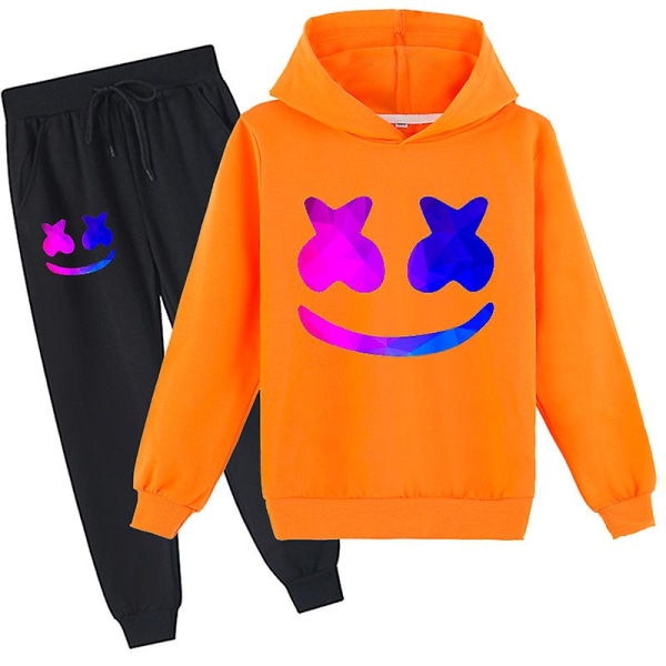 Marshmello Cotton Candy Dj Mellanstadiet Pojkar Och Flickor Hoodie+Långa Byxor Set orange 150cm