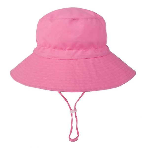 Sommar Solhatt för Baby 0-8 År Flickor Pojkar Utomhus UV-skydd Strandhatt Simhattar Bred Brim Barn Hinkhatt Pink Large