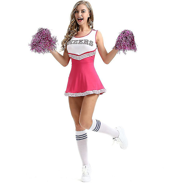 Kvinder Cosplay Musical Uniform Fancy Dress Kostume Komplet Outfit Cheerleading Uniformer Scene Kostumer Gaver Rose Red M