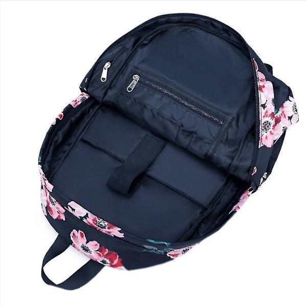 Ny blommig skolryggsäck Navy Blue