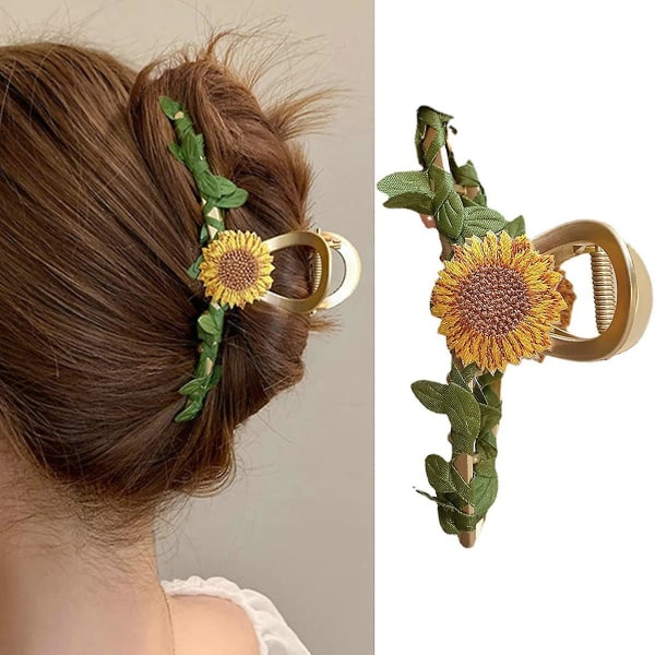 Flower Hair Claw Clips för kvinnor Claw Non Halk Stark solros hårklämmor Hårklämmor