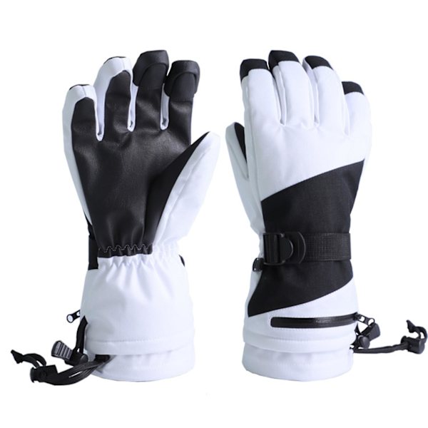 Unisex Cykelhandskar Touch Screen Fleece Termiska Skidhandskar Vindtäta Utomhus Handskar White M