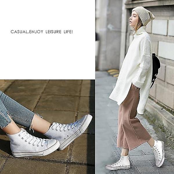 Herr- och damcanvas sportskor, höga snörskor casual promenadskor white 36