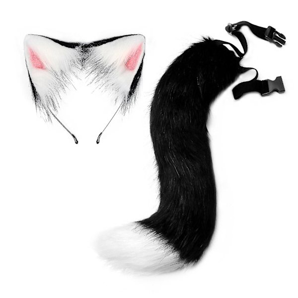 Katteøre Hodebånd Hale Lær Halskjede Sett Cosplay Hodeplagg Tilbehør Fox