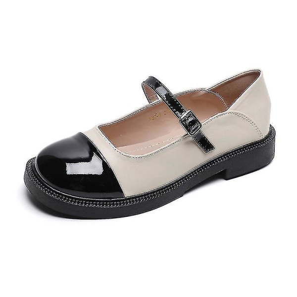 Lätta slip-on läderskor för damer, Mary Jane-skor med tjock sula, bekväma vardagsskor EU 41