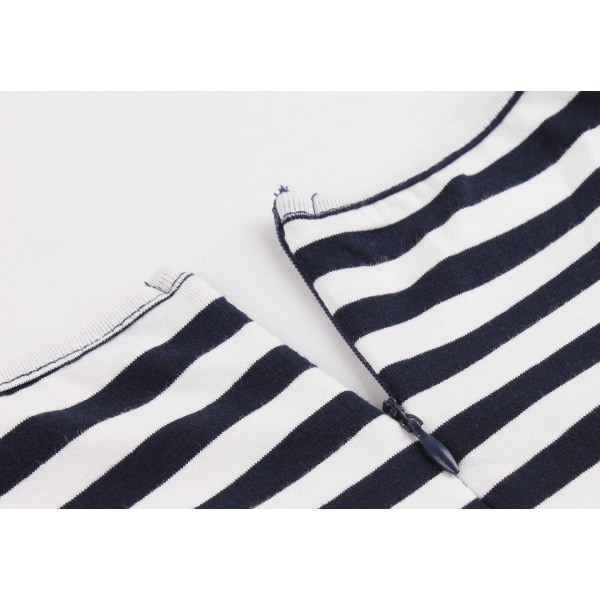 Dame Vintage 50-talls 60-talls Hepburn Kjole Kveldsselskap Stripete Lappeteppe Swingkjoler blå 4XL