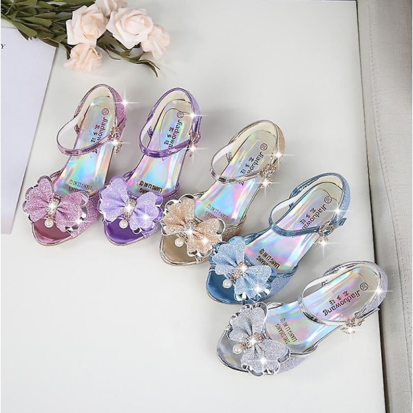 5 Färger Barn Prinsess Sandaler Barn Flickor Bröllopsskor Höga Klackar Klänningsskor Fluga Guld Rosa Blå Silver Skor För Flickor Pink 32