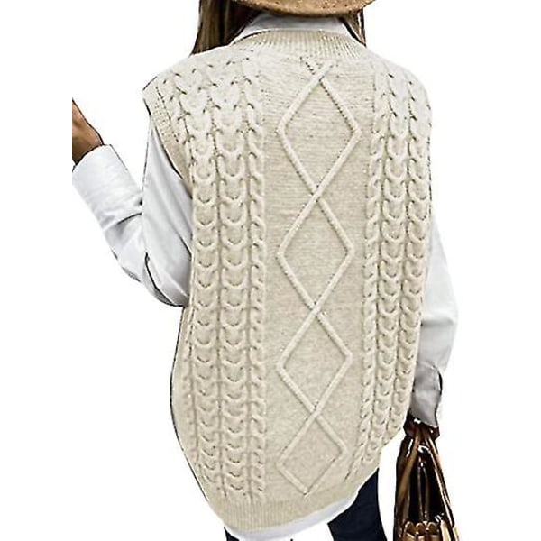Dame Genser Vest Dame Oversized V-hals Ermeløse Gensere beige L