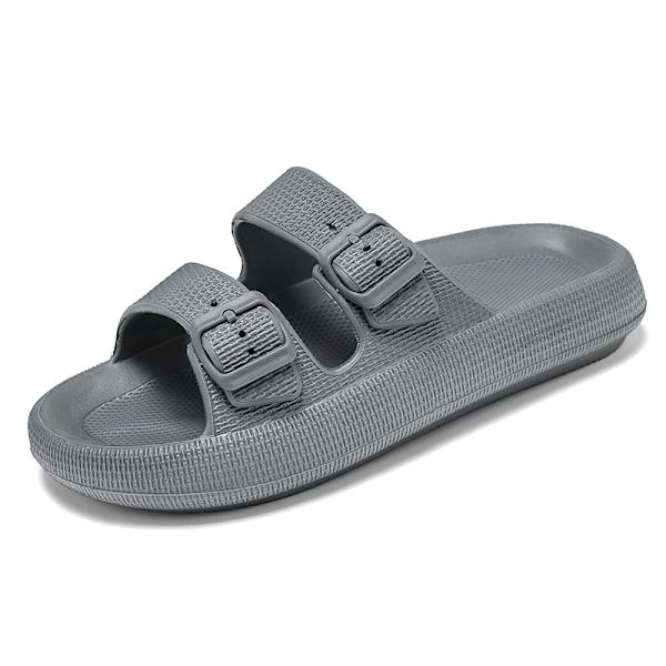 Sandaler for kvinner og menn - Puteslippers - Dobbelspenne Justerbare Slides - Flate sandaler grey 40/41