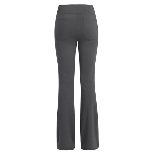 Kvinnor vida benbyxor Casual Stretch Yoga Pant Lounge byxor grå grey XL