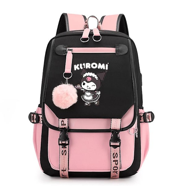 45cm Sanrios Cartoon Kawaii Kuromi My Melody Cinnamoroll Skolryggsäck Stor Kapacitet Casual Lätt Söt Ryggsäck Kuromi15