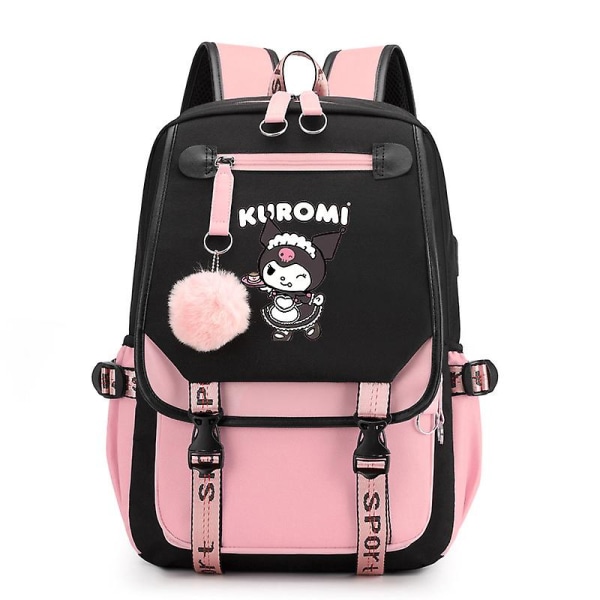 45cm Sanrios tecknad Kawaii Kuromi My Melody Cinnamoroll skolväska Stor kapacitet Casual Lätt söt ryggsäck Kuromi6