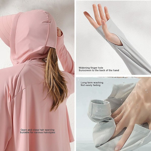 Lös Hooded Mask Solskyddskläder Andningsbara Mjuka Långärmade Kläder För Sportaktiviteter White Mask