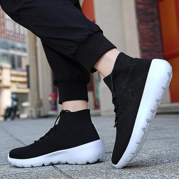 Herre Sneakers Løbe Tennissko Letvægts Åndbar Sport Atletisk 3c0810 BlackWhite 40