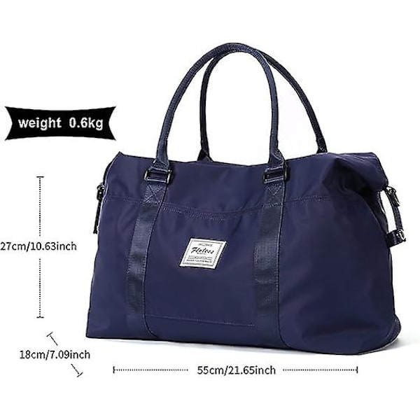 Resväska i nylon, sportväska, gymväska, axelväska för weekendresor, övernattningsväska för kvinnor Dark Blue small