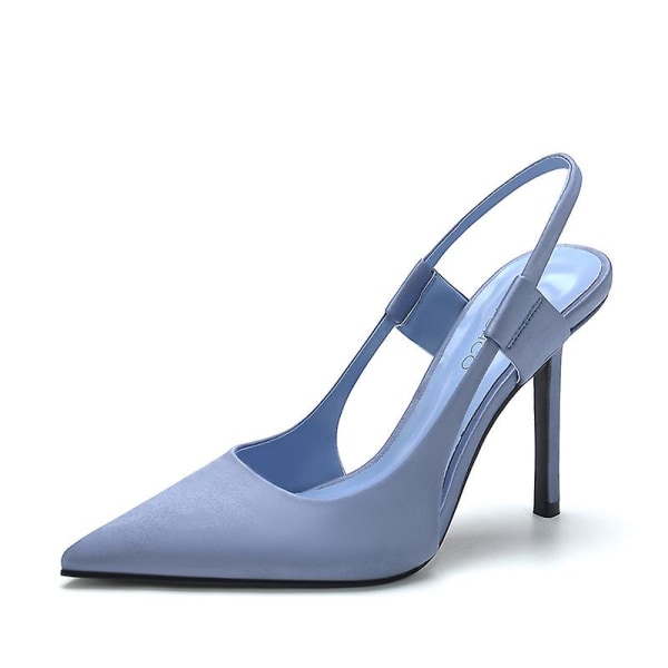 Franske Designer Dame Rosa Høyhælte Sko, Tynne Hæler Mules Slanke Hæler Elegante Sandaler Sko blue 39