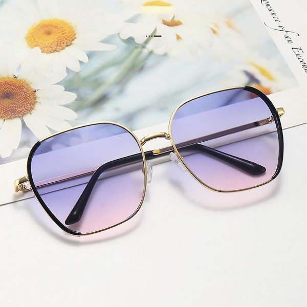 Personliga Fyrkantiga Solglasögon Anti-UV Tåliga Halkfria Solglasögon För Street Fashion L Powder Frame Gray Po