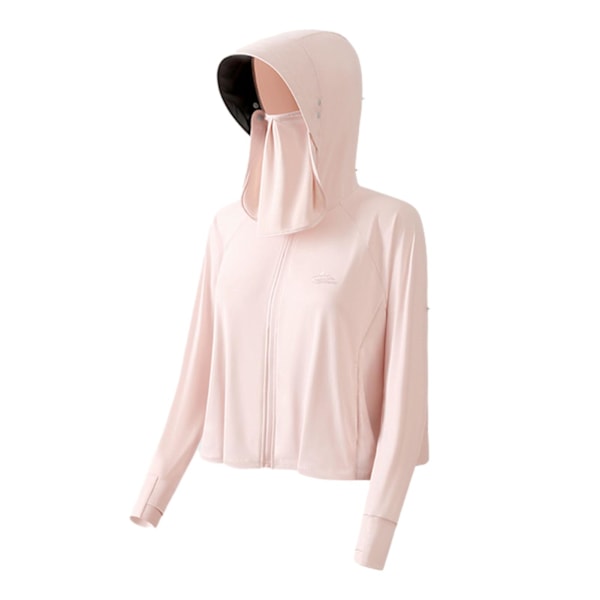 Lös Hooded Mask Solskyddskläder Andningsbara Mjuka Långärmade Kläder För Sportaktiviteter Pink Mask