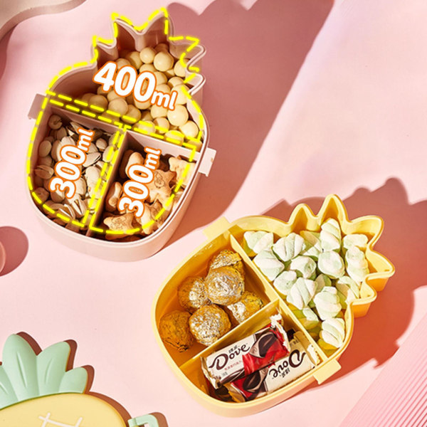 Portabel Bento-låda för barn, enkel att bära, söt ananasformad lunchlåda lämplig för frukt, godis och kakor Yellow