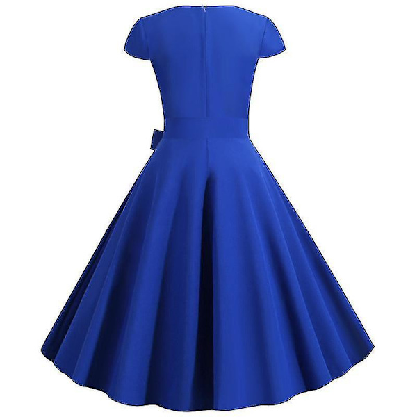Dam Enkel Sommar Cocktailparty Hepburn Klänning Vintage Rockabilly Swing Klänningar Yellow XL