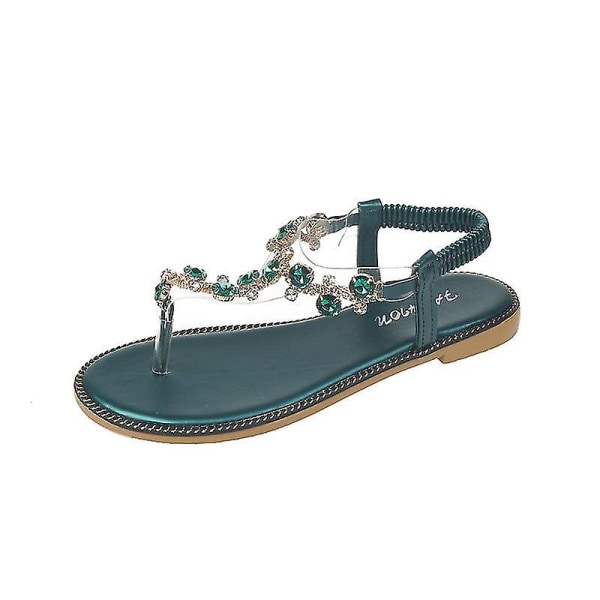 Enough Flade Sandaler Med Pynt I Grøn green 38