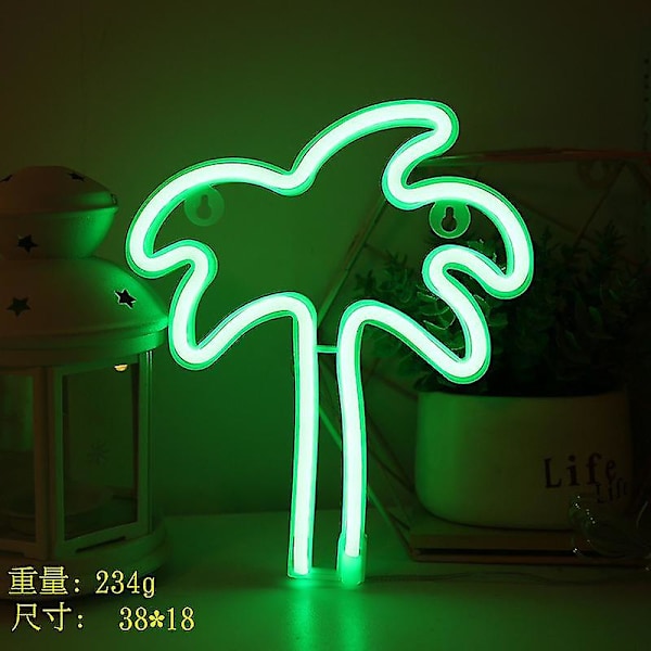 Led Neon Ljus Väggkonst Skylt Sovrumsdekor Regnbåge Hängande Nattlampa Hemfest Högtidsdekor Julklapp Coconut Tree