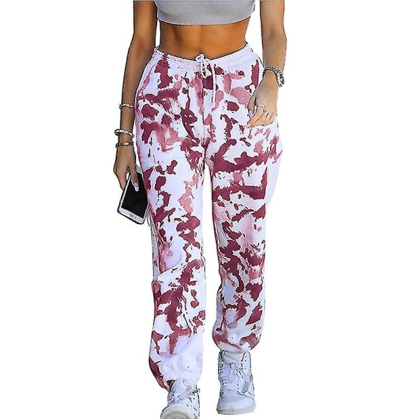 Mote Tie-dye Sportsbukser for Kvinner med Trykk av Blekkmaleri Claret L