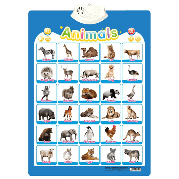 Engelska alfabetet Väggdiagram Förskola & Dagis Lär dig läsa för pojkar Flickor Barn Animal