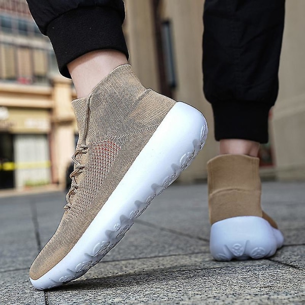 Herre Sneakers Løbe Tennissko Letvægts Åndbar Sport Atletisk 3c0810 Khaki 39