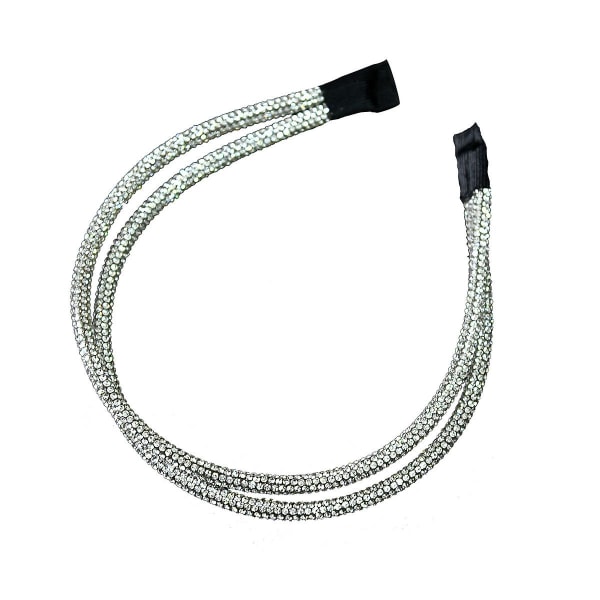 Pärlstrass Hårband Dubbel Rad Huvudsmycken Enkla Eleganta Bling Mode Håraccessoarer För Double Row Drill Black Paste
