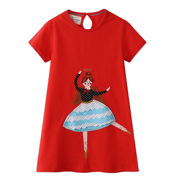 Barn Baby Girls Tecknad Princess Printed Summer Kortärmad T-shirt klänning 5-6 Years