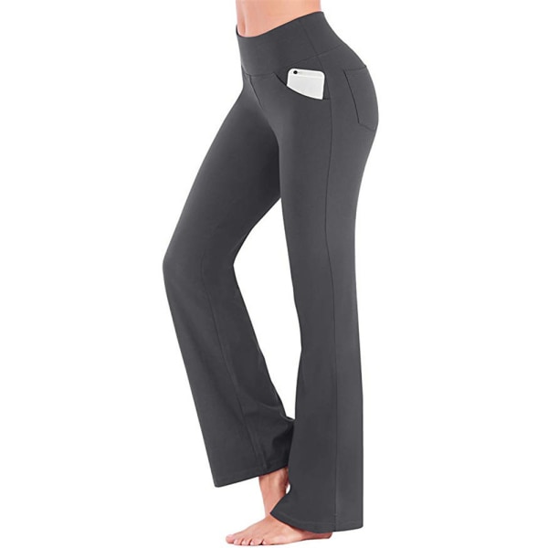 Naisten leveälahkeiset housut, rennot joustavat joogahousut, olohousut, harmaa grey 4XL