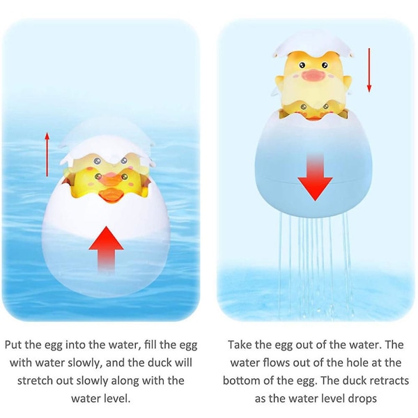 Badvattenspruta leksak för barn baby, söta djur kläckande ägg spraya strö leksaker för badkar pool badrum Yellow Duck