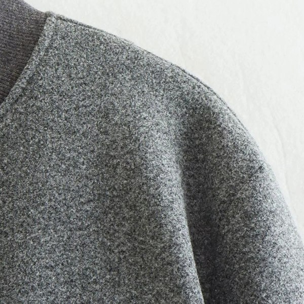 Retro Kort Uldjakke til Kvinder, Casual Ensfarvet Langærmet Jakke til Efterår og Vinter Dark Blue S