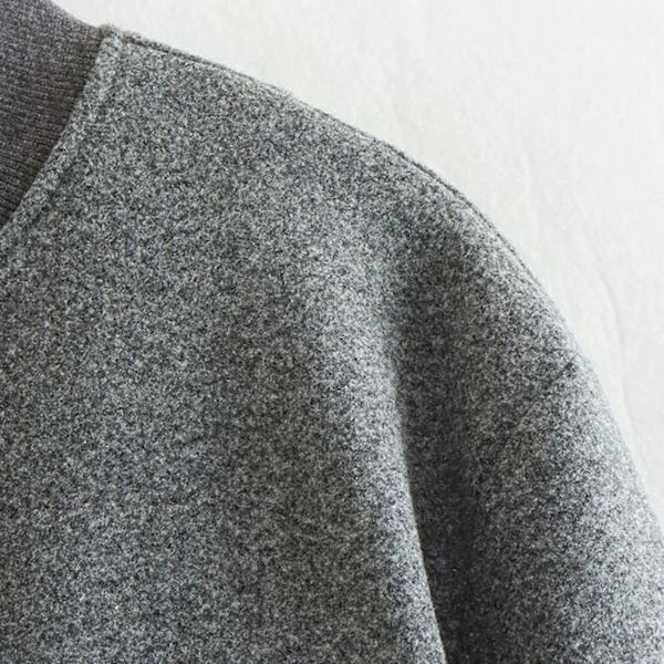 Retro Kort Uldjakke til Kvinder, Casual Ensfarvet Langærmet Jakke til Efterår og Vinter Gray M