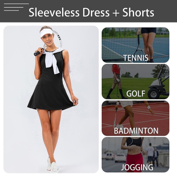 Tennisklänning och shorts för kvinnor ärmlös set med fickor Golfträning 2 st Purple Medium