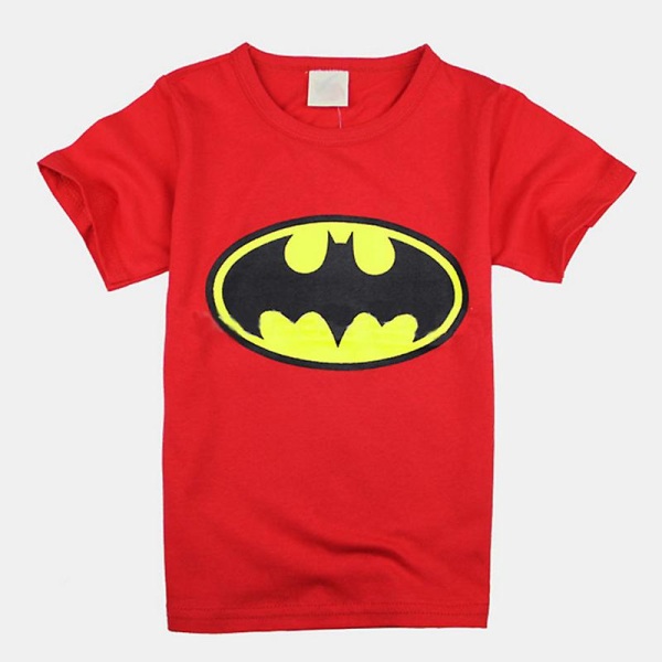 Kids Superhero Dc Batman Print Kortärmad T-shirt T-shirt med rund hals sommartröjor Red 4-5 Years