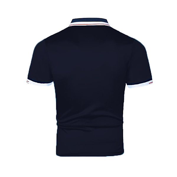 Miesten lyhythihaiset poolopaidat kesään, rento nappikiinnitys, V-kaulus, kauluspaita, urheilu, golf, slim fit -topit Navy Blue 3XL